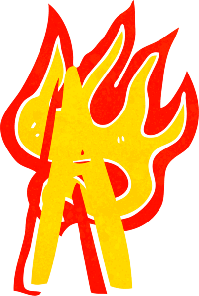 Bir insan tarafından çizilmiş yanan bir karikatür.