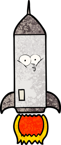 bir insan tarafından çizilmiş çizgi film roketi