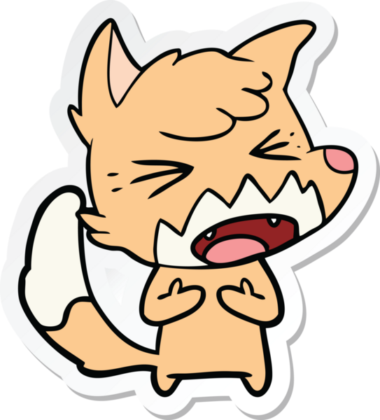 Bir insan tarafından çizilmiş kızgın bir tilkinin çıkartması.