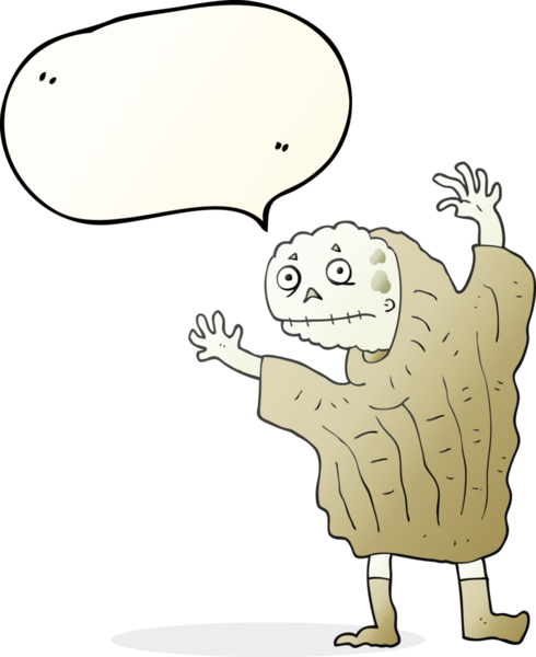 Bir insan tarafından çizilmiş serbest konuşma balonu cadılar bayramı hortlağı.