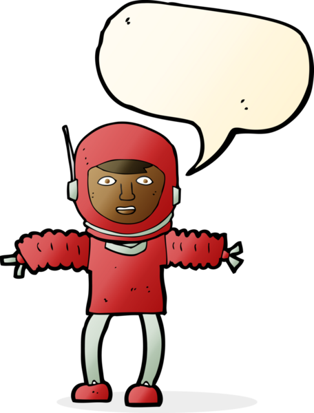 Bir insan tarafından çizilmiş konuşma balonu olan bir astronot.