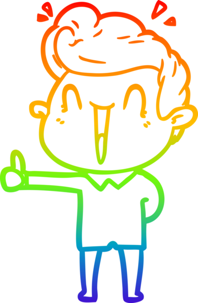 Gökkuşağı gradyanı çizimi bir insan tarafından çizilmiş heyecanlı bir çizgi film