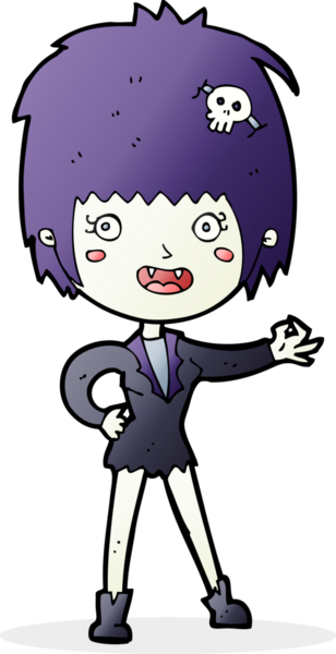 Bir insan tarafından çizilmiş vampir kız çizgi filmi.