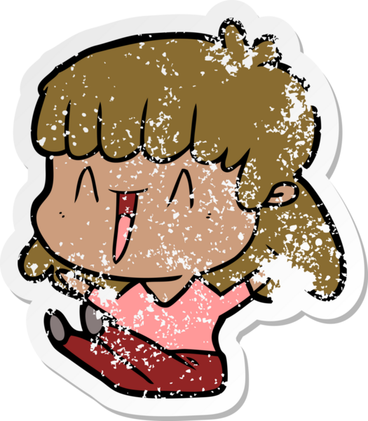 Bir insan tarafından çizilmiş karikatür bir kadının sıkıntılı çıkartması.