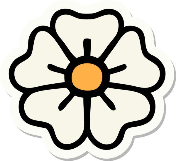 Bir insan tarafından çizilmiş geleneksel bir çiçek stiliyle dövme çıkartması.