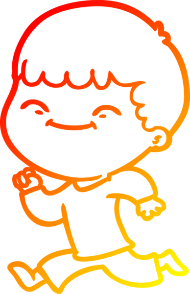 Bir insan tarafından çizilen mutlu bir çocuğun sıcak çizgi çizimi.