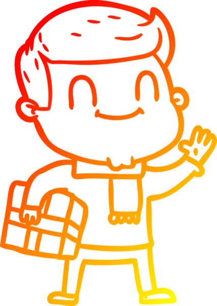 Bir insan tarafından çizilmiş, karikatür dostu bir adamın sıcak çizgi çizimi.