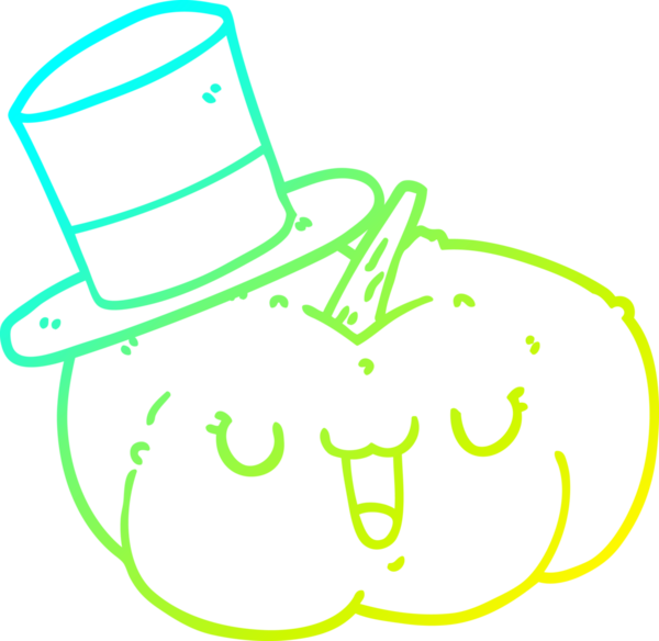 Bir insanın çizdiği şapkayı takan bir balkabağı çizimi.