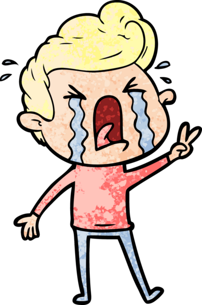 Bir insan tarafından çizilmiş ağlayan bir karikatür.