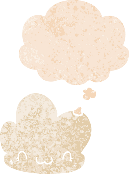 Düşünce baloncuklu karikatür bulutu grunge sıkıntılı retro desen bir insan tarafından çizilmiş