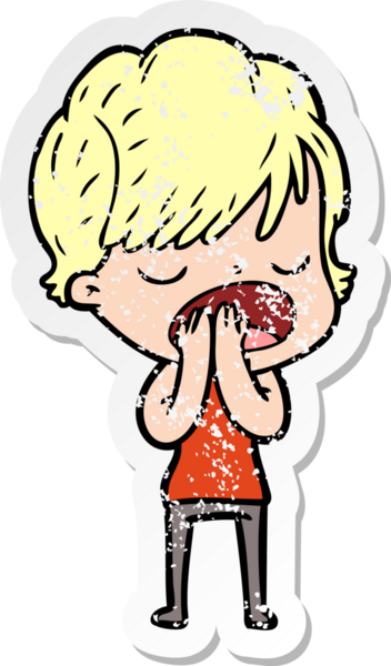 Bir insan tarafından çizilmiş karikatür kadının sıkıntılı çıkartması.