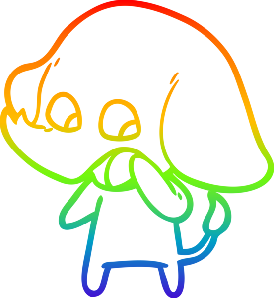 Gökkuşağı gradyan çizgisi bir insan tarafından çizilmiş şirin bir fil çizimi