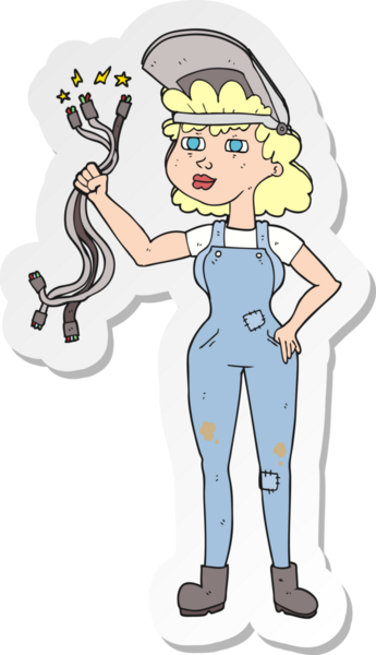 Bir insan tarafından çizilmiş karikatürist bir elektrikçinin çıkartması.