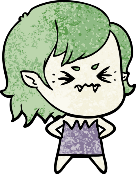 Bir insan tarafından çizilmiş kızgın vampir kız.