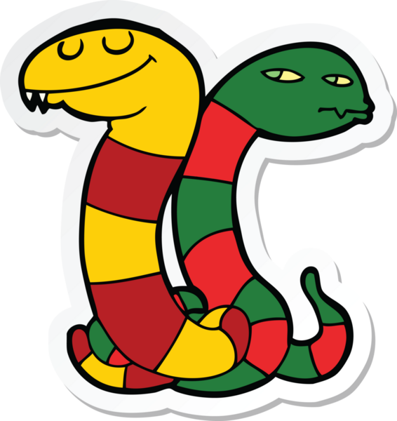 Bir insan tarafından çizilmiş çizgi film yılanının çıkartması.