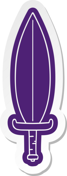 Bir insan tarafından çizilmiş sihirli bir yaprak bıçağının çizgi film etiketi.