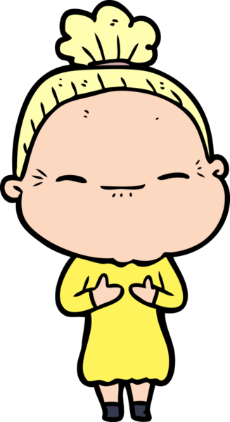 Bir insan tarafından çizilmiş barışçıl yaşlı bir kadın.