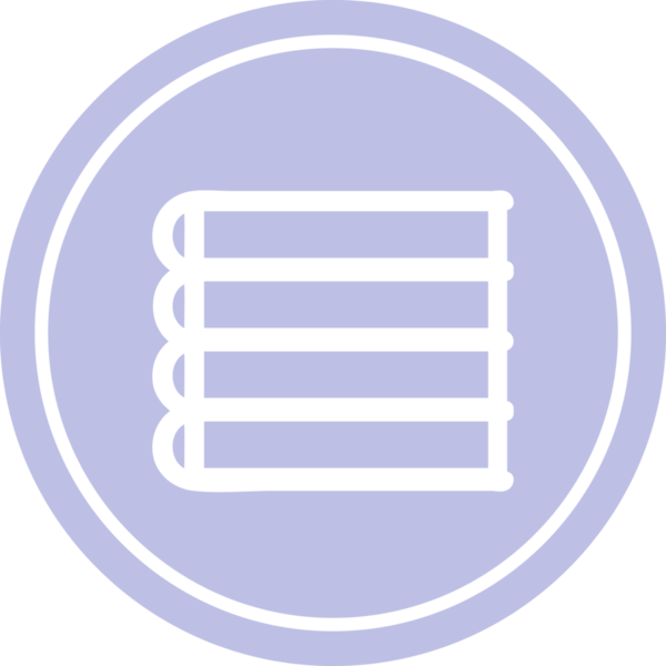 Bir insan tarafından çizilmiş bir yığın kitap dairesel simgesi