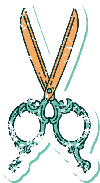 Bir insan tarafından çizilmiş berber makasının sembolik dövmeli görüntüsü