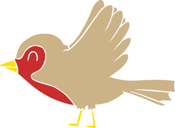 Düz renkli çizgi film Robin bir insan tarafından çizildi.