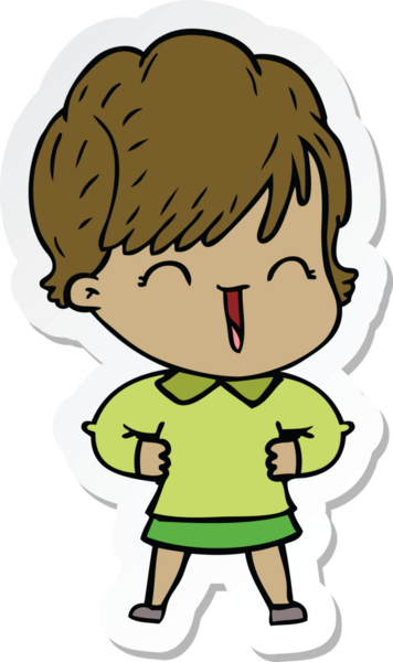 Bir insan tarafından çizilmiş gülen bir karikatür çıkartması.