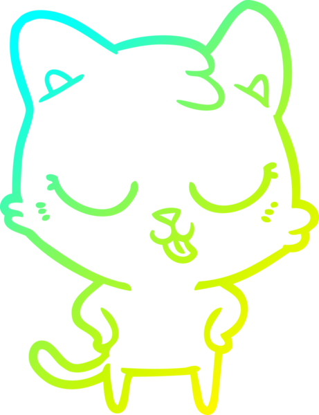 Bir insan tarafından çizilen çizgi film kedisinin soğuk gradyan çizgisi.