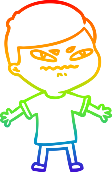 Gökkuşağı gradyan çizgi çizimi bir insan tarafından çizilmiş çileden çıkarılmış bir adam.