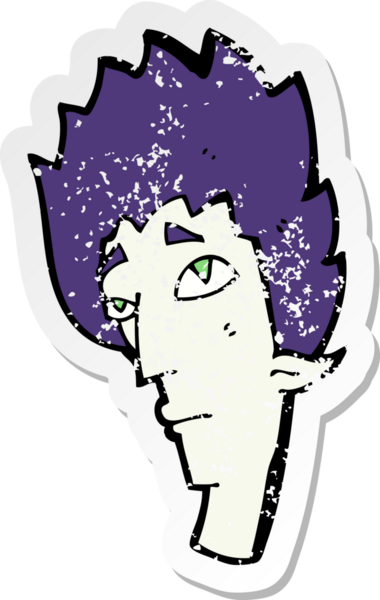 Bir insan tarafından çizilmiş vampir kafasının gerilimli çıkartması.