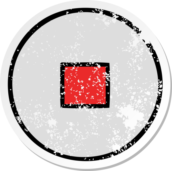 Bir insan tarafından çizilmiş şirin bir çizgi film durdurma düğmesinin sıkıntılı çıkartması.