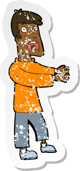 Bir insanın çizdiği korku dolu bir karikatürün gerilimli çıkartması.