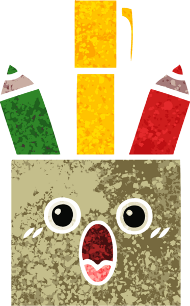 Bir insan tarafından çizilmiş kalem kabının retro illüstrasyon tarzı karikatürü