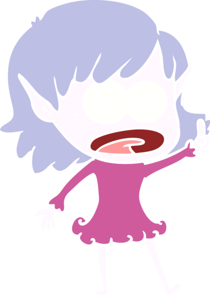 Düz renkli çizgi film bir insan tarafından çizilmiş elf kızı şok etti.