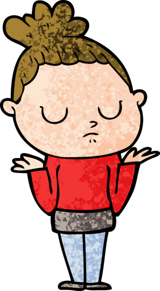 Bir insan tarafından çizilmiş sakin bir kadın çizgi filmi.