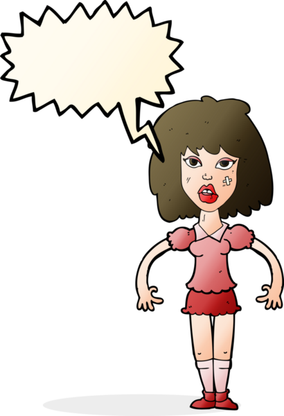 Çizgi filmdeki kız, bir insan tarafından çizilen konuşma balonuyla kavga ediyor.