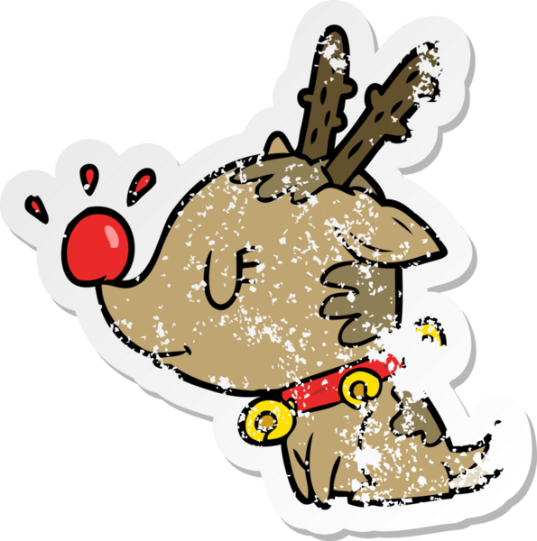 Bir insan tarafından çizilmiş bir karikatür Noel geyiğinin sıkıntılı çıkartması.