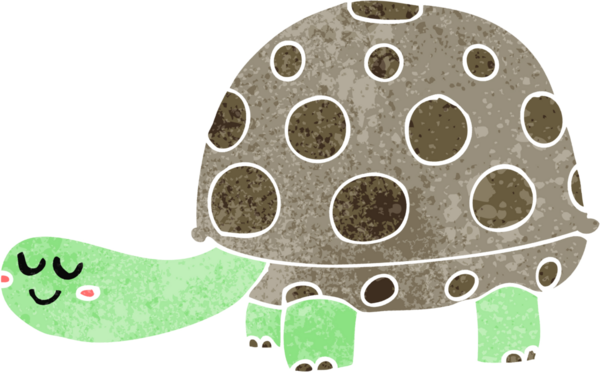 Bir insan tarafından çizilmiş karikatür kaplumbağası.