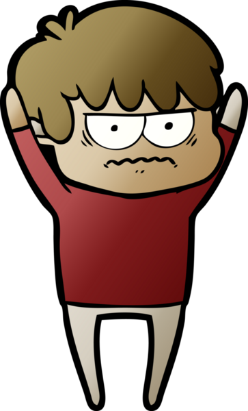 Bir insan tarafından çizilmiş sinirli çizgi film çocuğu.