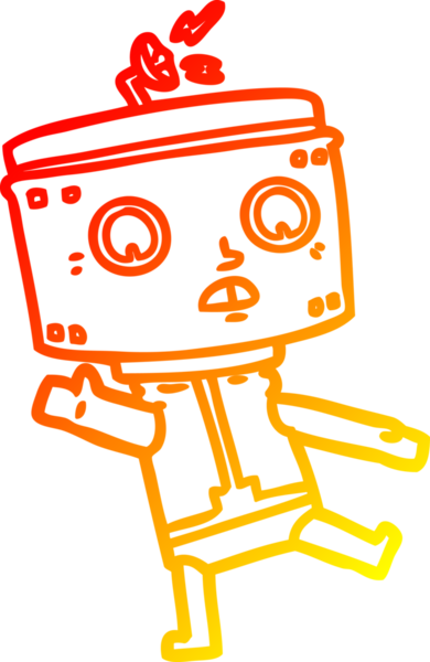 Bir insan tarafından çizilen çizgi film robotunun sıcak çizgi çizimi