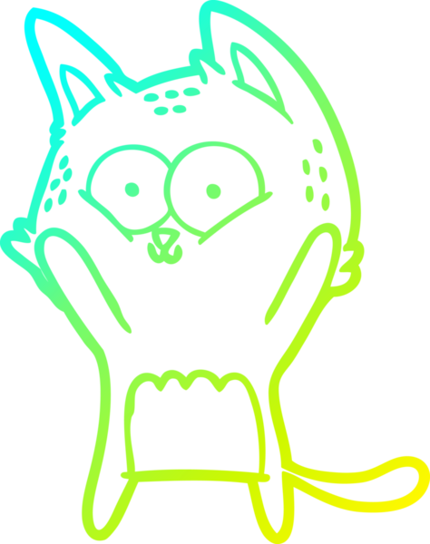 Bir insan tarafından çizilen çizgi film kedisinin soğuk gradyan çizgisi.