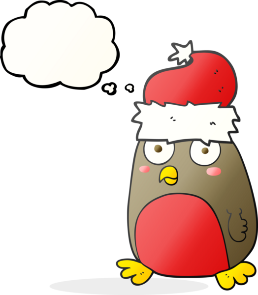 Bir insan tarafından çizilmiş serbest çizim balon karikatür noel robini.