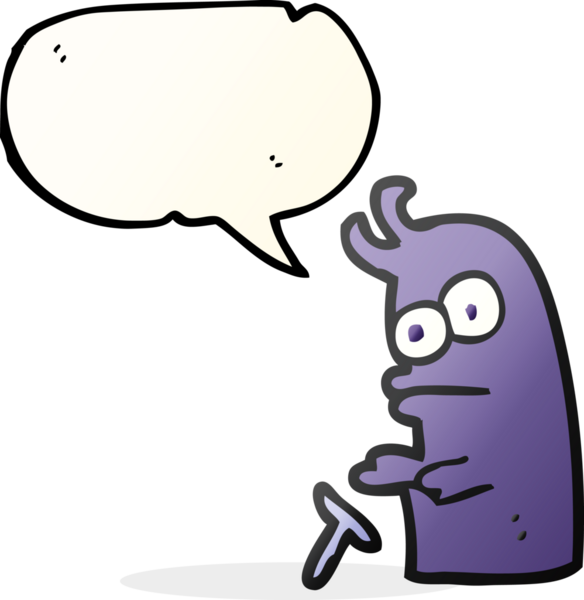 Bir insan tarafından çizilmiş serbest konuşma balonu karikatürü küçük uzaylı