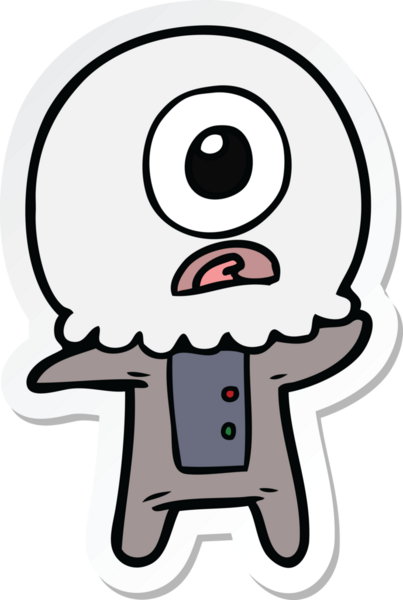 Bir insan tarafından çizilmiş uzaylı uzay adamının çizdiği Tepegöz 'ün çıkartması.