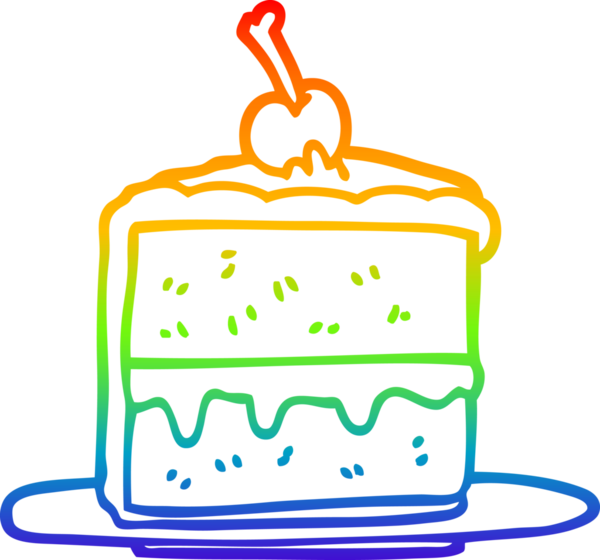 gökkuşağı gradyan çizgi çizimi bir insan tarafından çizilmiş bir pasta dilimi