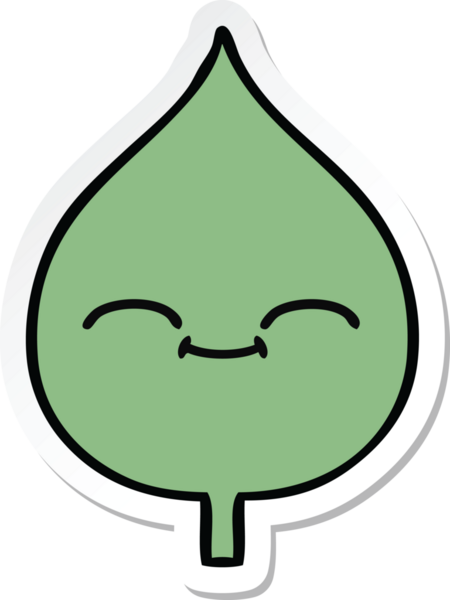 Bir insan tarafından çizilmiş sevimli bir çizgi film yaprağının çıkartması.