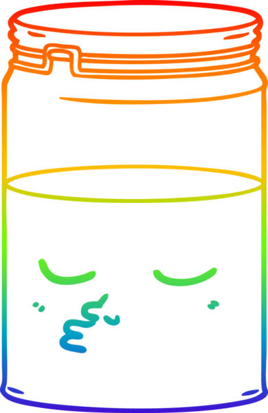 gökkuşağı gradyan çizgi çizimi bir insan tarafından çizilmiş cam bir kavanoz