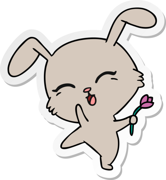 Bir insan tarafından çizilmiş kawai tavşanının serbest sticker karikatürü.