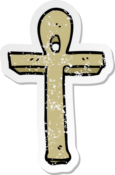 Bir insan tarafından çizilmiş bir Ankh karikatür sembolünün sıkıntılı etiketi