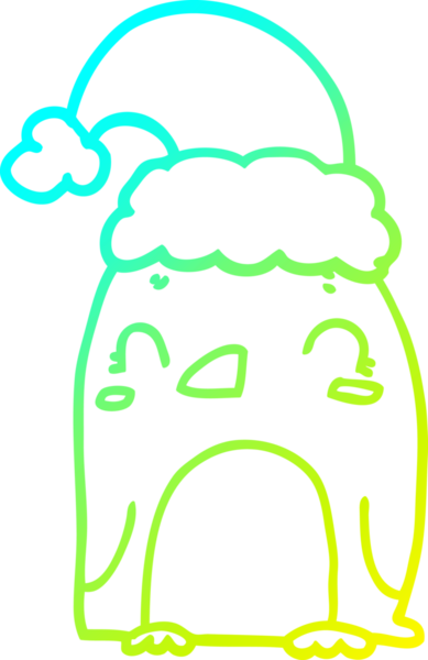 Bir insan tarafından çizilmiş şirin bir noel pengueninin soğuk gradyan çizgisi.