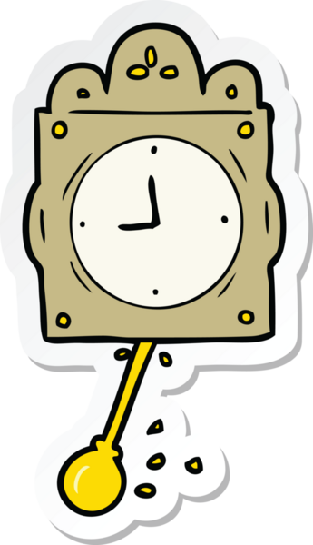 Bir insan tarafından çizilmiş saatli çizgi film etiketi.