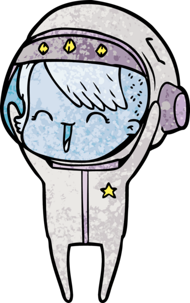 Bir insan tarafından çizilmiş mutlu uzay kızı.